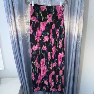 TOBI Purple, Black, & Blue Floral Maxi Skirt (Full-Length) - Sz Medium